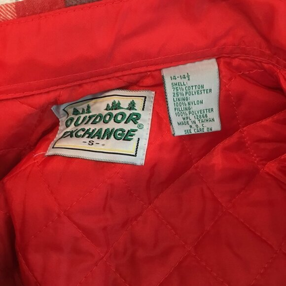 Outdoor Exchange Unisex Red and Gray Plaid Quilted Shirt Jacket Sz Women's Small - Picture 4 of 9